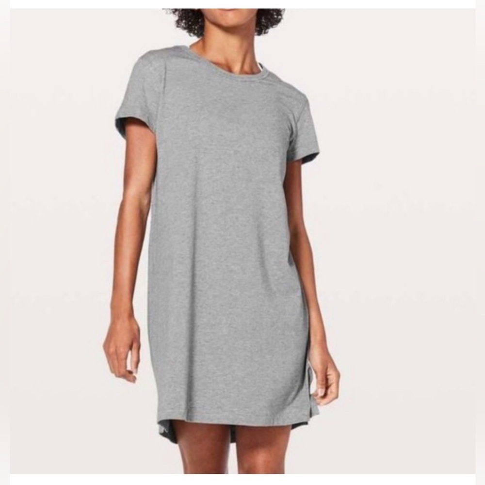 Lululemon Day Tripper Open Back Tee Heathered Grey Midi Dress Size 8